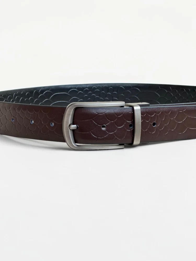 Men's 2-in-1 Reversible Embossed Leather Belt (Image 7)