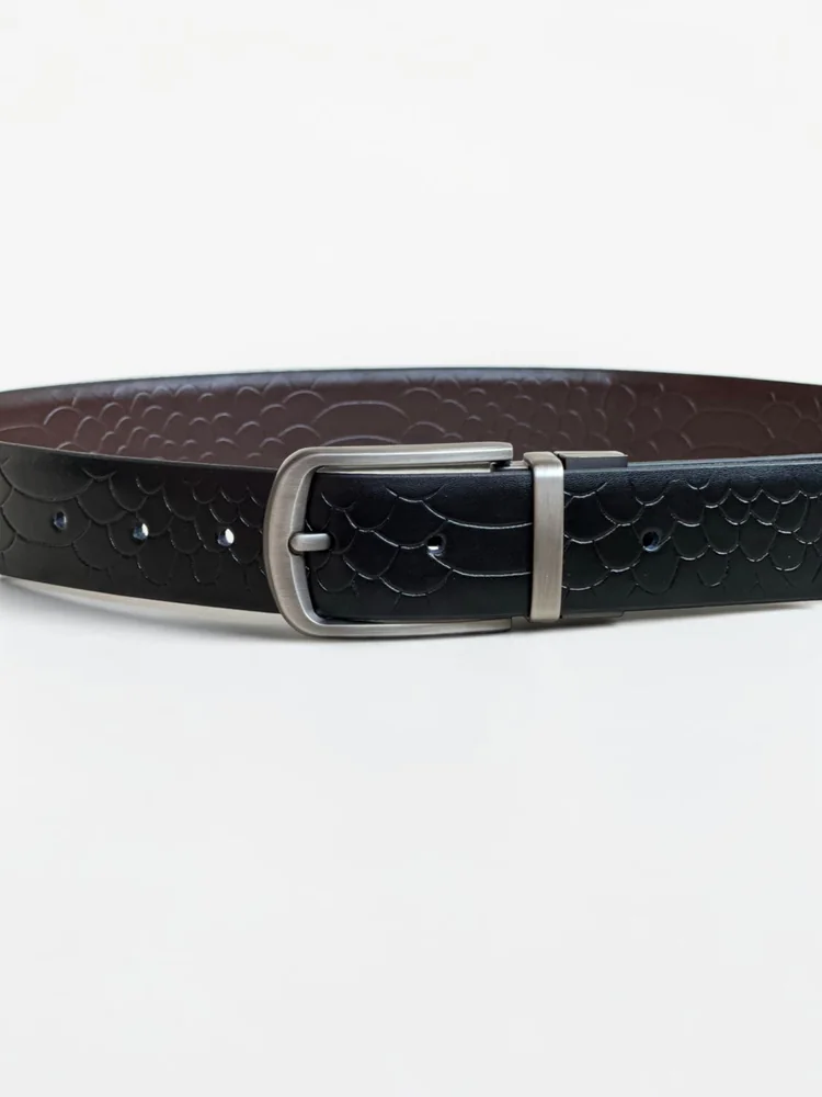 Men's 2-in-1 Reversible Embossed Leather Belt (Image 4)