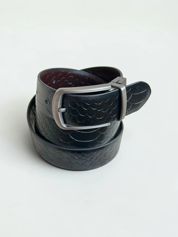 Men's 2-in-1 Reversible Embossed Leather Belt (Image 6)