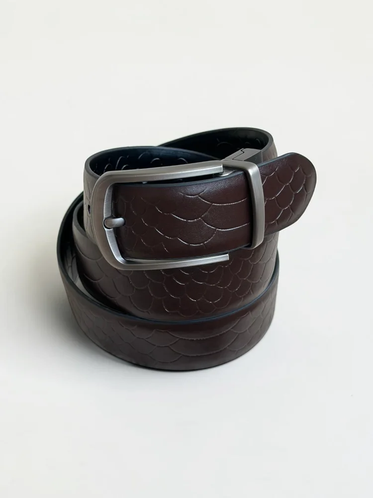 Men's 2-in-1 Reversible Embossed Leather Belt (Image 9)
