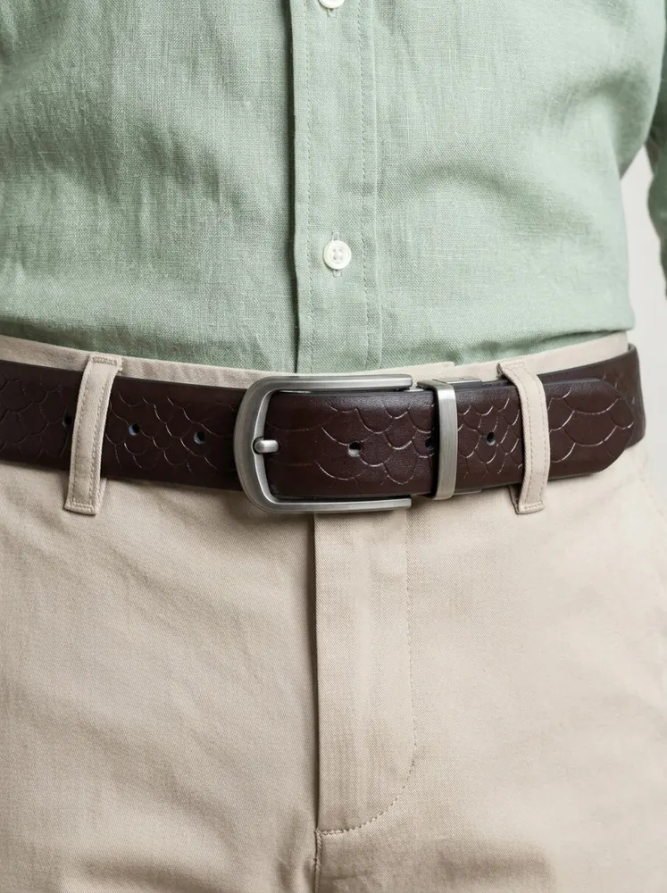 Men's 2-in-1 Reversible Embossed Leather Belt (Image 3)