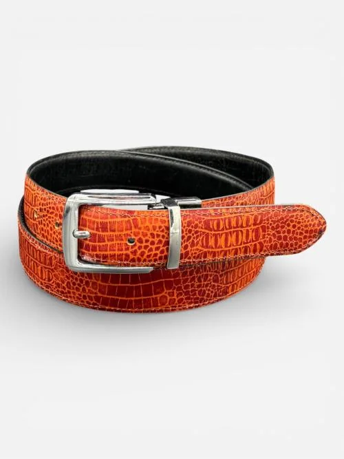 Reversible Crocodile Leather Belt (Image 3)