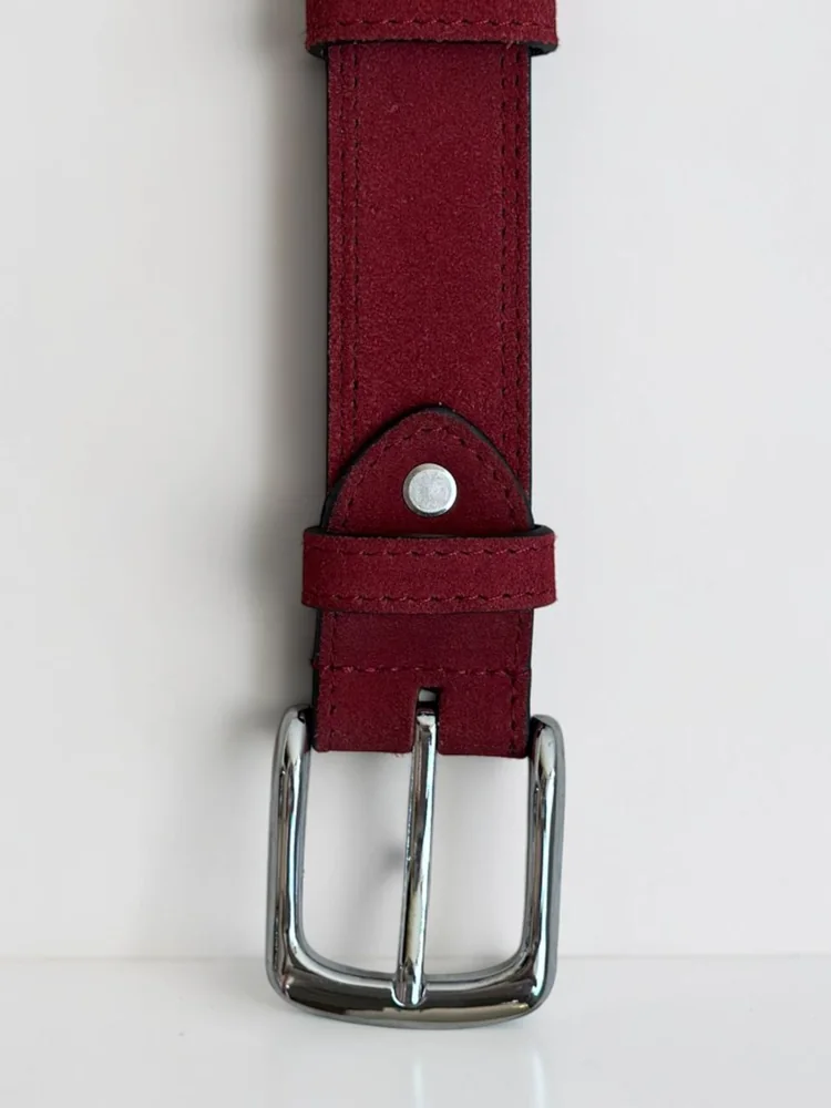 Men's Suede Leather Belt – Polished Silver Buckle (Image 6)