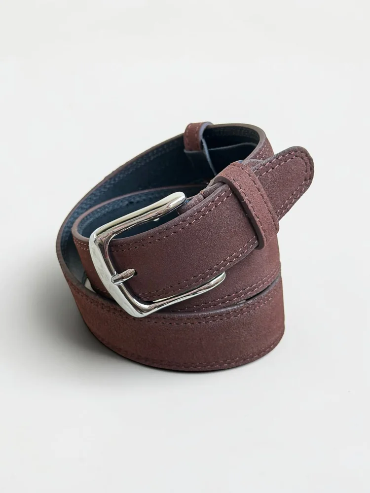 Men's Suede Leather Belt – Polished Silver Buckle (Image 5)