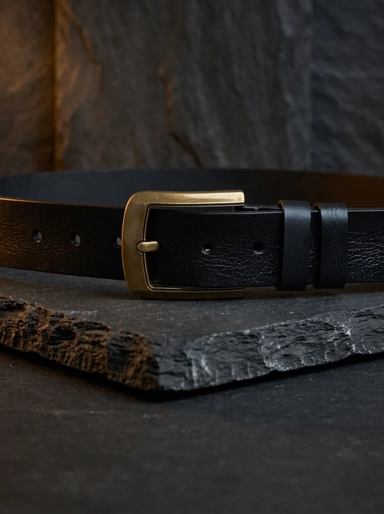 Men's Vintage Textured Leather Belt – Heritage Brass Buckle