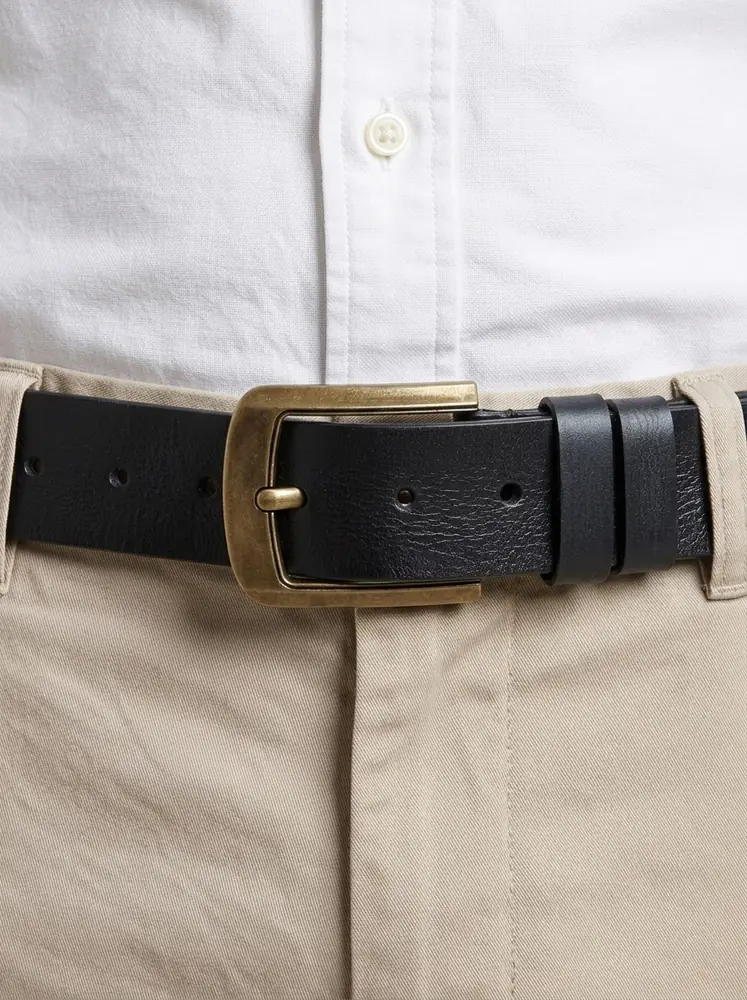 Men's Vintage Textured Leather Belt – Heritage Brass Buckle (Image 2)