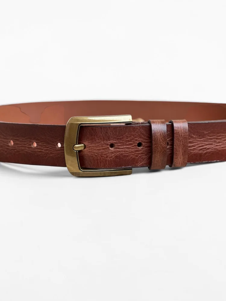 Men's Vintage Textured Leather Belt – Heritage Brass Buckle (Image 11)