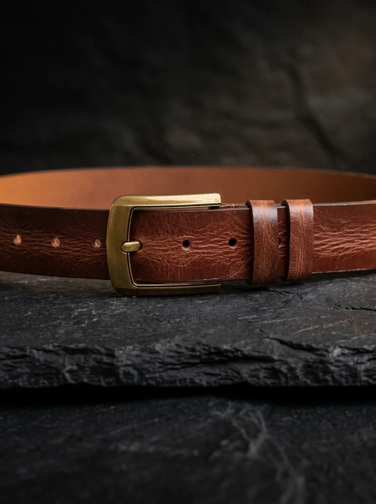 Men's Vintage Textured Leather Belt – Heritage Brass Buckle