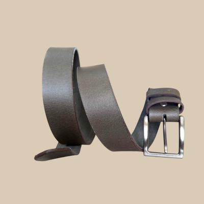 Olive Leather Belt, Silver Buckle