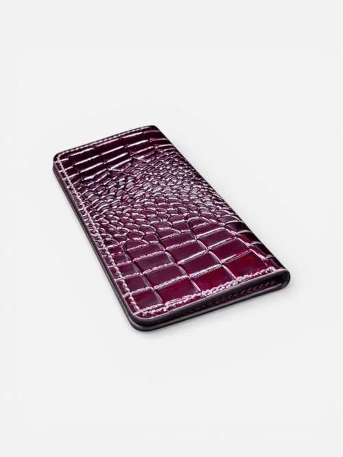 Patent Croc Long Leather Wallet