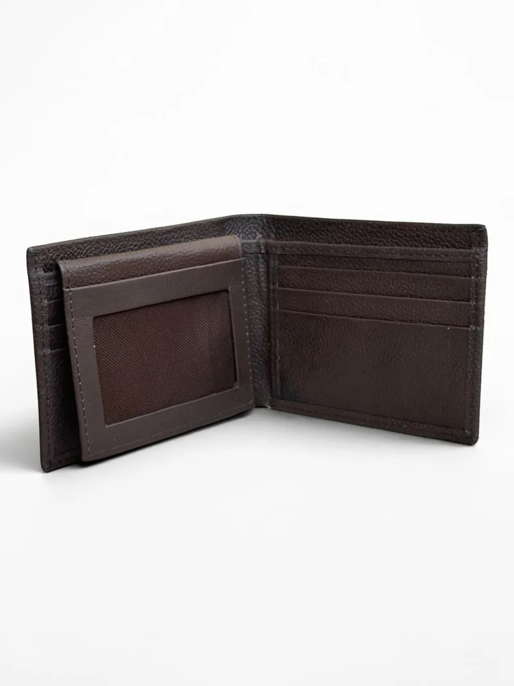 Pebbled Leather Bifold Wallet with ID Window (Image 3)