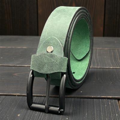 Rustic Green Leather Belt