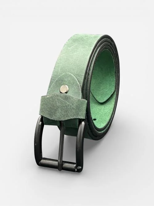 Rustic Green Leather Belt