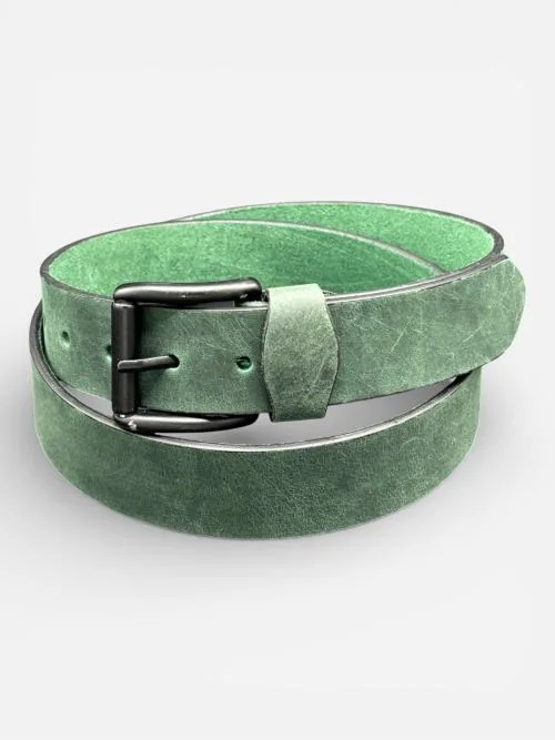 Rustic Green Leather Belt (Image 2)