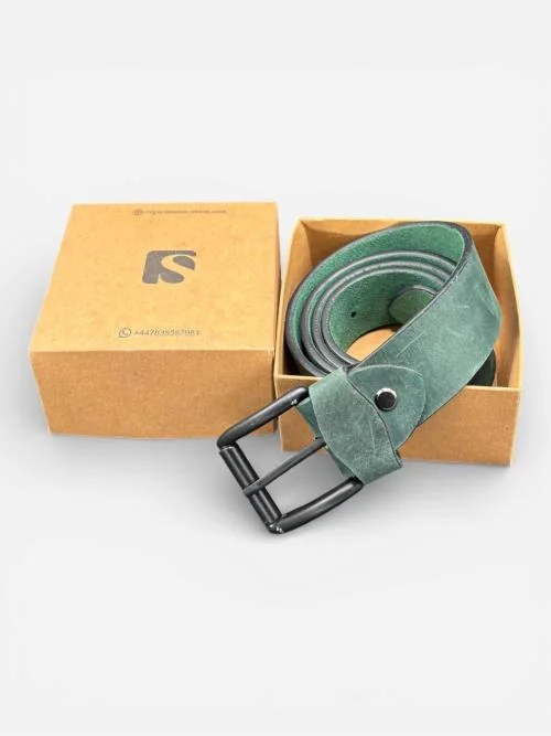 Rustic Green Leather Belt (Image 4)