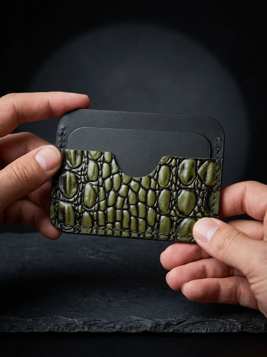 Slim Crocodile Leather Cardholder (Image 2)