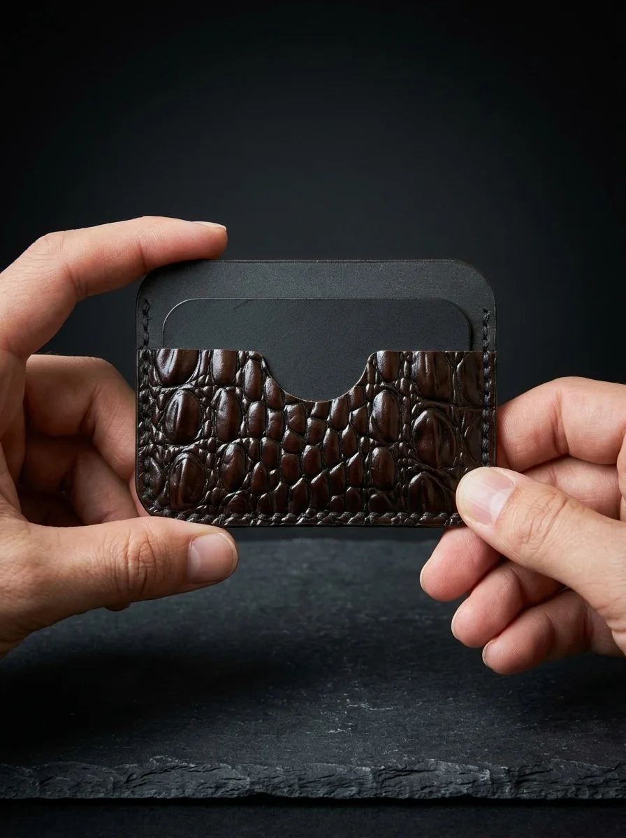 Slim Crocodile Leather Cardholder (Image 2)