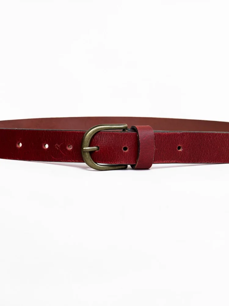 Women's Leather Belt with Antique Brass Buckle (Image 3)
