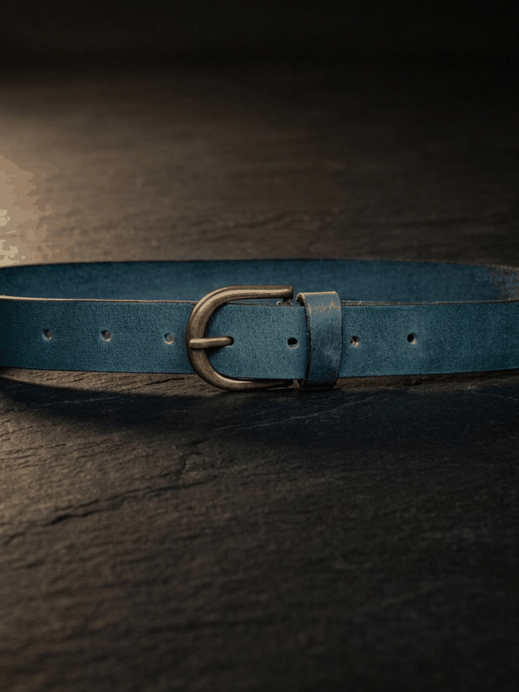 Women's Leather Belt with Antique Brass Buckle