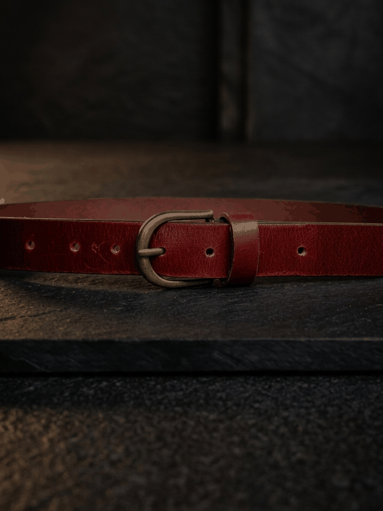Women's Leather Belt with Antique Brass Buckle