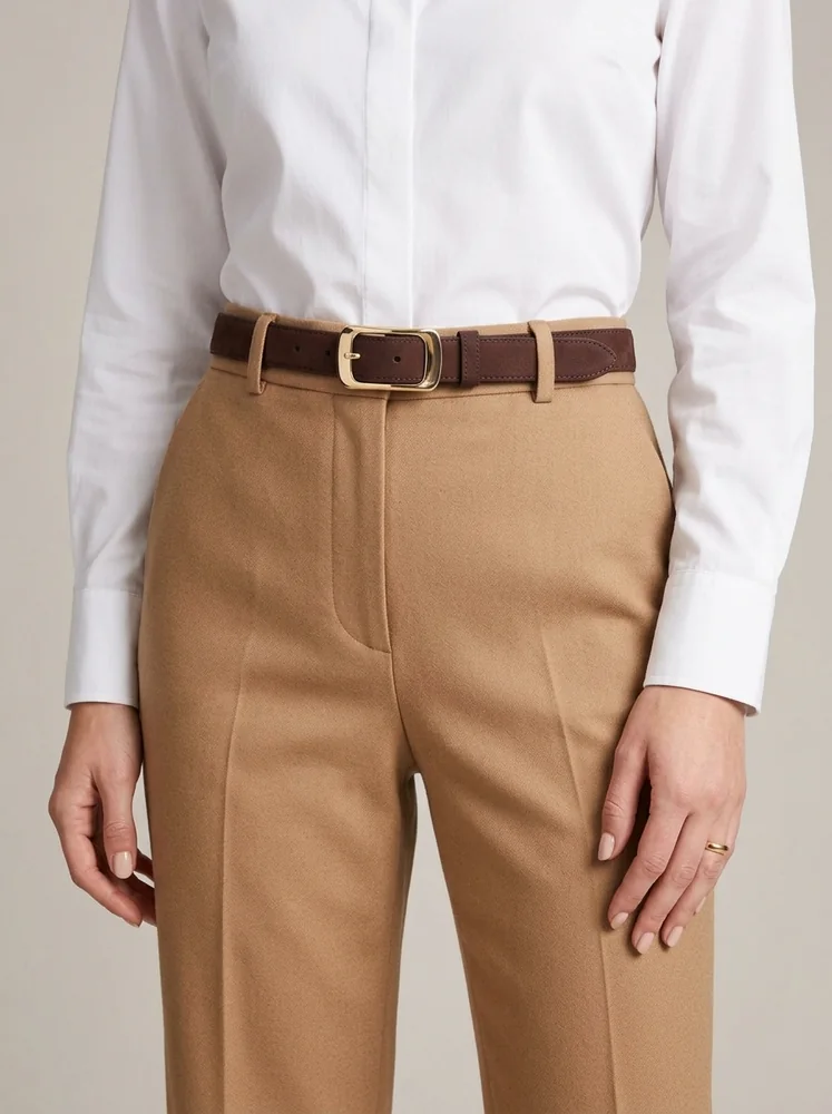 Women's Suede Leather Belt – Polished Gold Buckle (Image 3)
