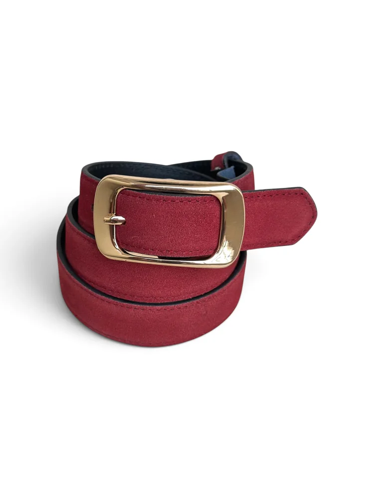 Women's Suede Leather Belt – Polished Gold Buckle (Image 6)