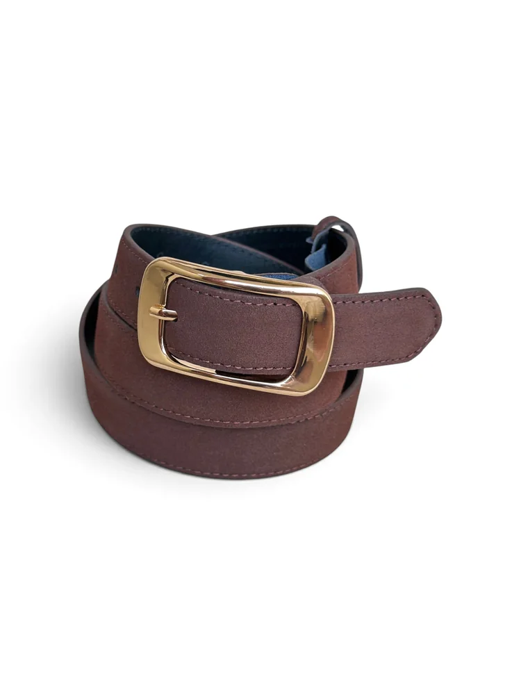 Women's Suede Leather Belt – Polished Gold Buckle (Image 6)