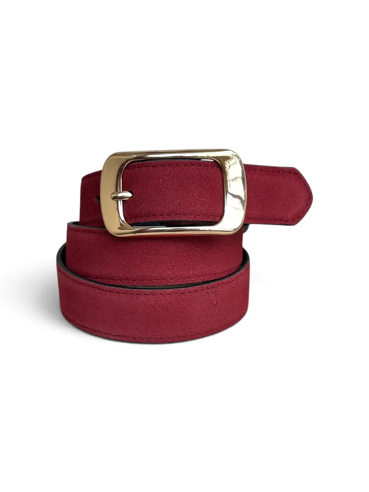 Women's Suede Leather Belt – Polished Gold Buckle (Image 5)