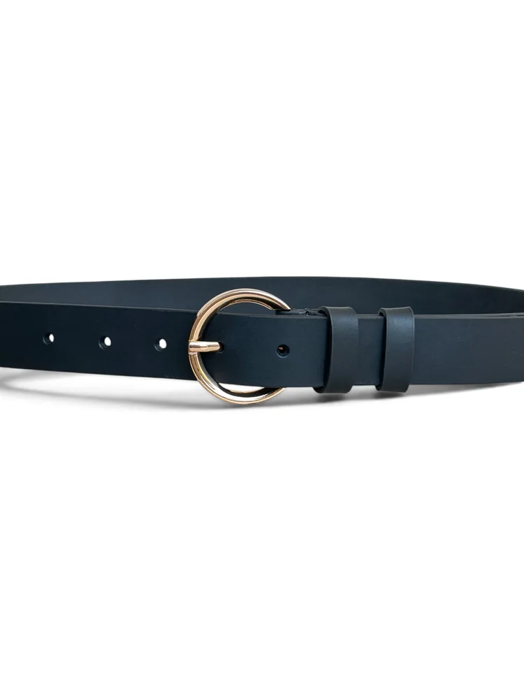 Women's Leather Belt with Gold Round Buckle (Image 4)