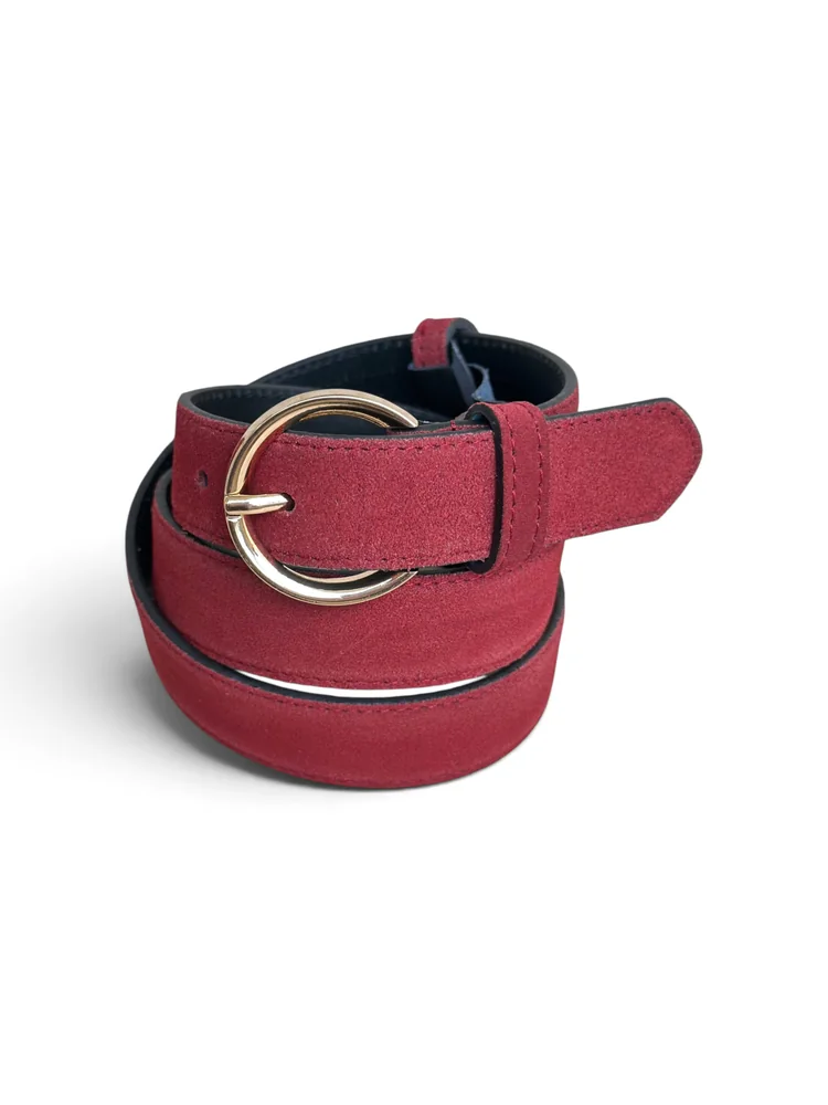 Women's Suede Leather Belt – Polished Gold Buckle (Image 6)