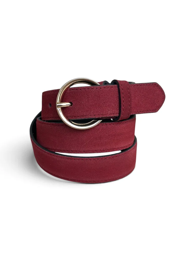 Women's Suede Leather Belt – Polished Gold Buckle (Image 5)