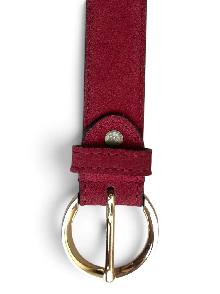 Women's Suede Leather Belt – Polished Gold Buckle (Image 7)