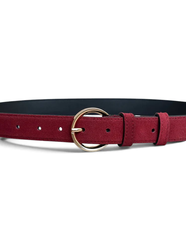Women's Suede Leather Belt – Polished Gold Buckle (Image 4)