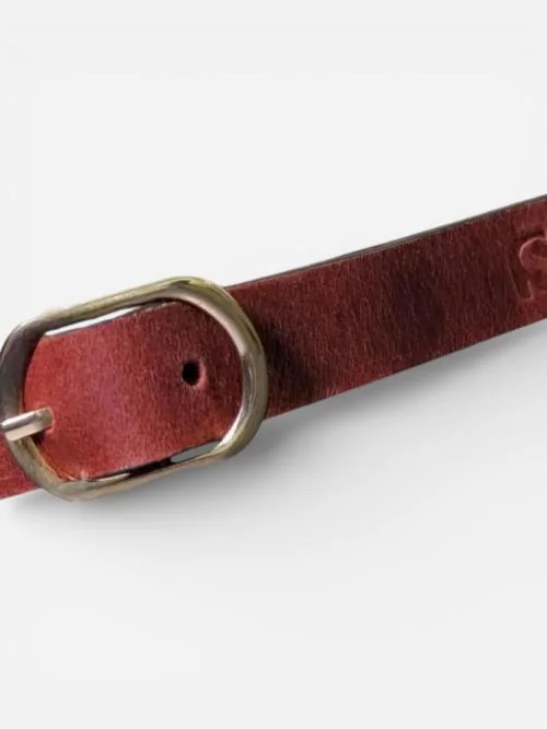 Red Leather Belt with Golden Buckle (Image 3)